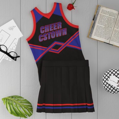  2 piece white sideline  cheer uniforms black 6