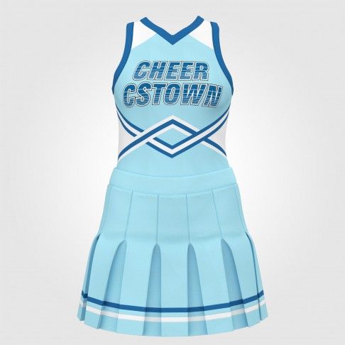  2 piece white sideline  cheer uniforms blue 0