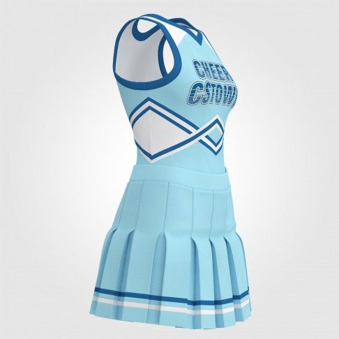  2 piece white sideline  cheer uniforms blue 3