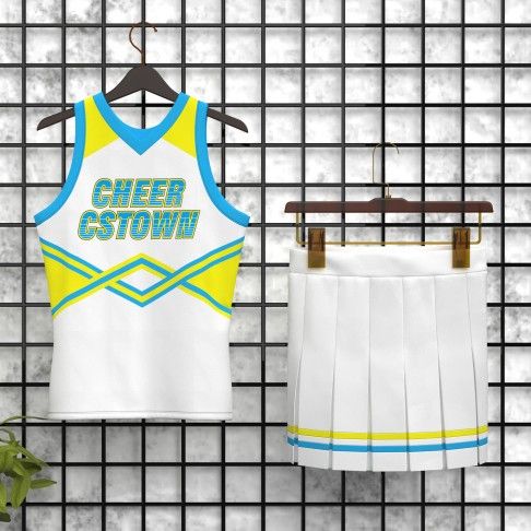  2 piece white sideline  cheer uniforms white 5