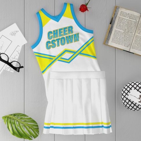  2 piece white sideline  cheer uniforms white 6