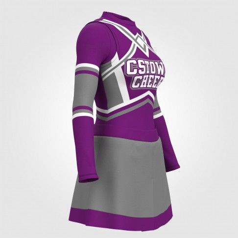 short sleeve homemade cheerleader costume purple 3