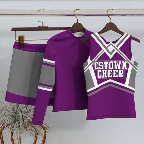 short sleeve homemade cheerleader costume purple 5