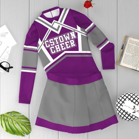 short sleeve homemade cheerleader costume purple 6