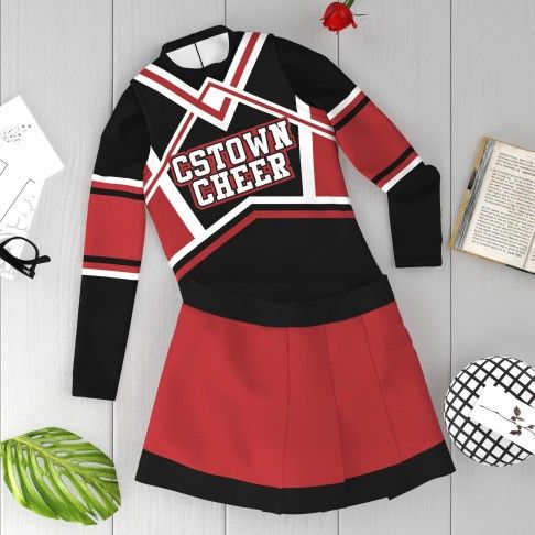 short sleeve homemade cheerleader costume red 6