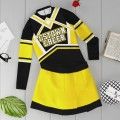 short sleeve homemade cheerleader costume yellow