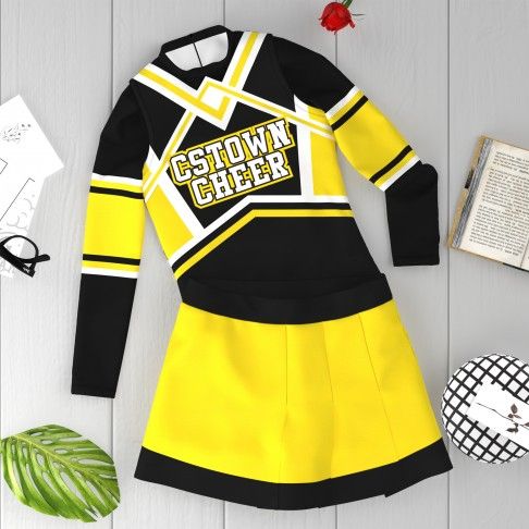 short sleeve homemade cheerleader costume yellow 6