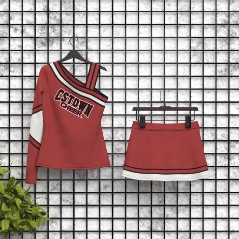 cheap sideline cheerleading uniforms red 5