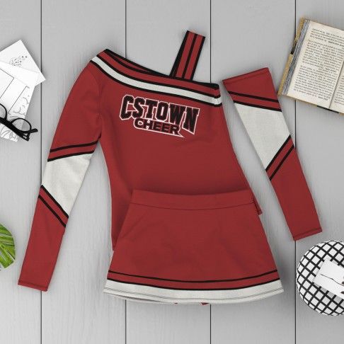 cheap sideline cheerleading uniforms red 6