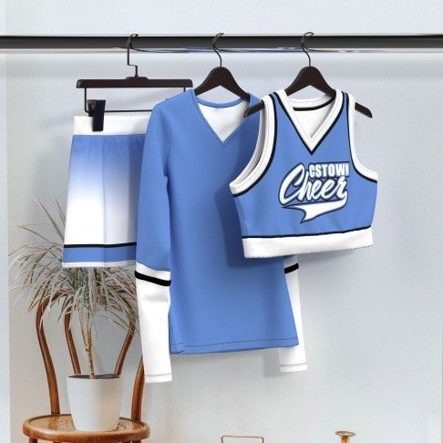 hot cheerleading dance uniforms blue 5