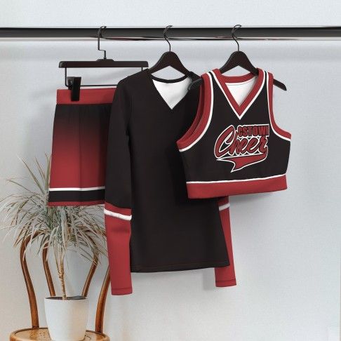 hot cheerleading dance uniforms red 5